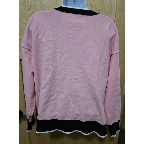 Juicy Couture Pink & Black Heart Logo Sweater Large 80% Acrylic 20% Polyester Wo - Picture 3 of 6
